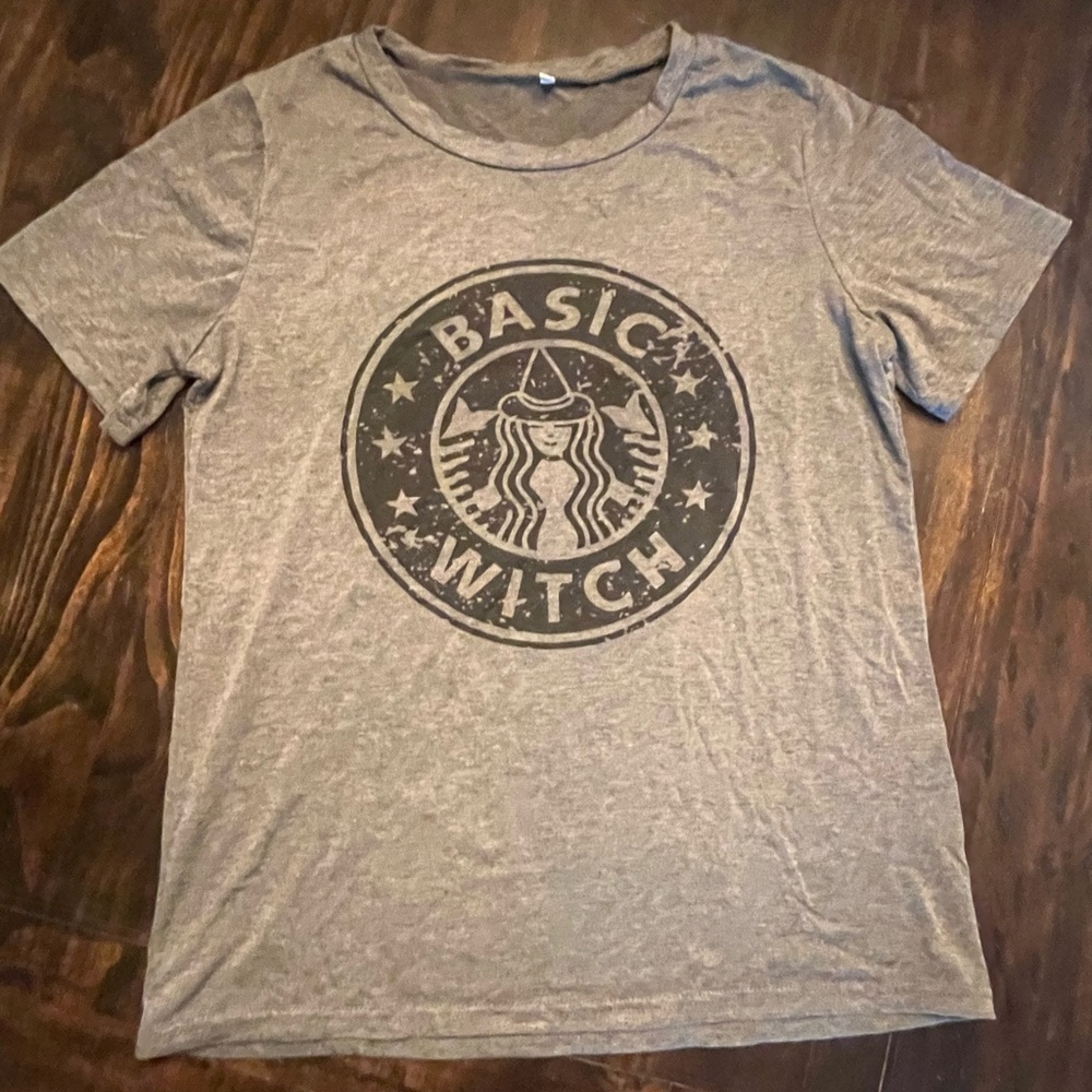 Gray Tee Shirt with Halloween Graphic